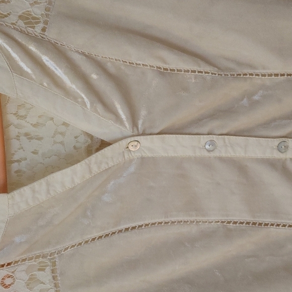 Vintage AMERICA Velvet Lace Button Down Boho Festival Blouse - Picture 4 of 8